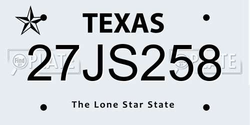 27JS258 Texas License Plate