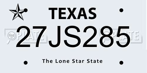 27JS285 Texas License Plate