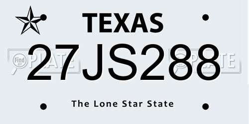 27JS288 Texas License Plate