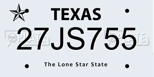 27JS755 Texas License Plate