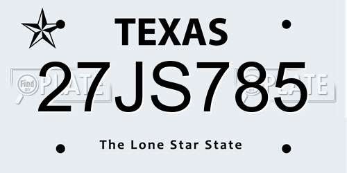 27JS785 Texas License Plate