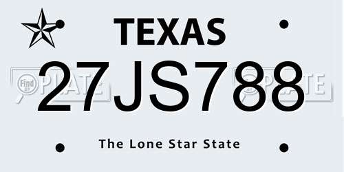 27JS788 Texas License Plate