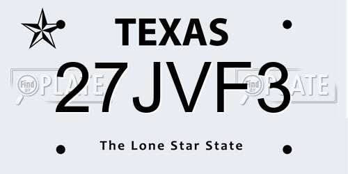 27JVF3 Texas License Plate