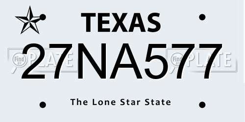 27NA577 Texas License Plate