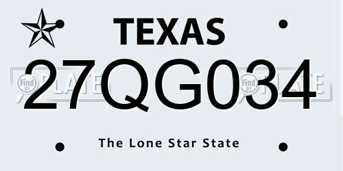 27QG034 Texas License Plate