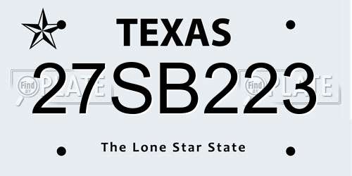 27SB223 Texas License Plate