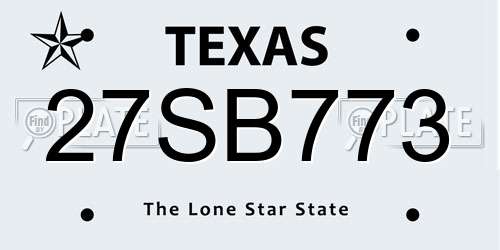 27SB773 Texas License Plate