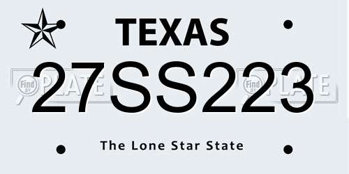 27SS223 Texas License Plate