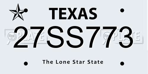 27SS773 Texas License Plate