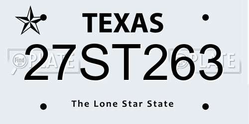 27ST263 Texas License Plate
