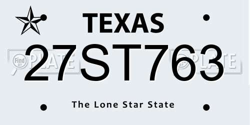27ST763 Texas License Plate