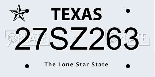 27SZ263 Texas License Plate