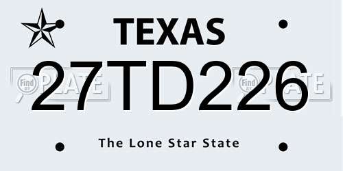 27TD226 Texas License Plate