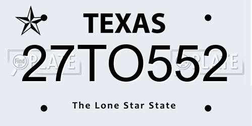 27TO552 Texas License Plate