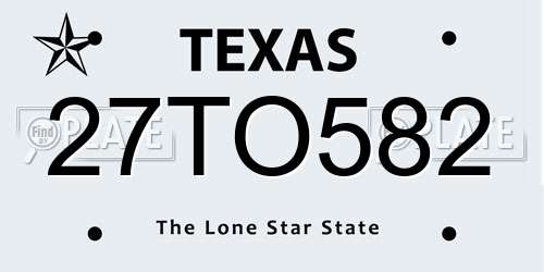 27TO582 Texas License Plate