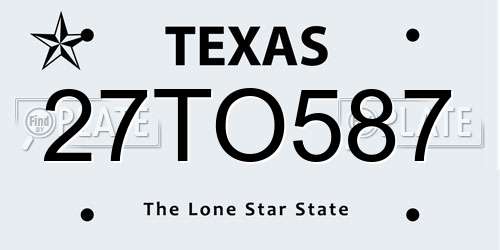 27TO587 Texas License Plate