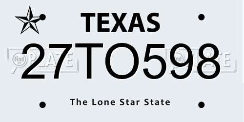 27TO598 Texas License Plate