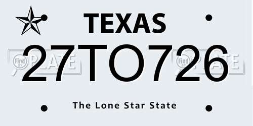 27TO726 Texas License Plate