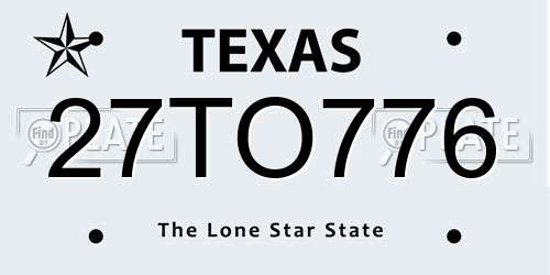 27TO776 Texas License Plate