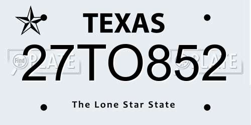 27TO852 Texas License Plate