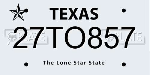 27TO857 Texas License Plate