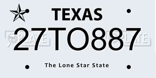 27TO887 Texas License Plate