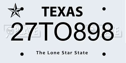 27TO898 Texas License Plate