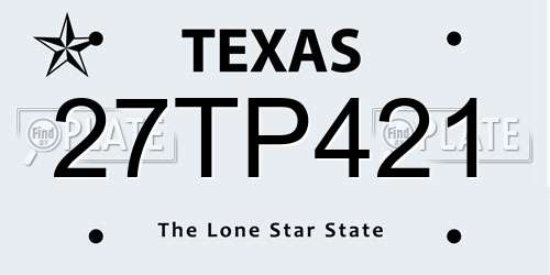 27TP421 Texas License Plate