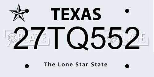 27TQ552 Texas License Plate