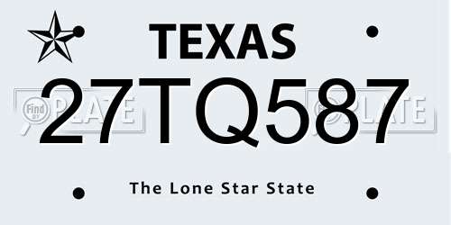 27TQ587 Texas License Plate