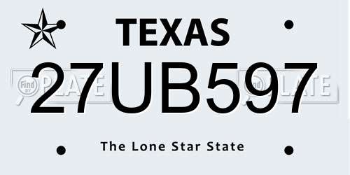 27UB597 Texas License Plate