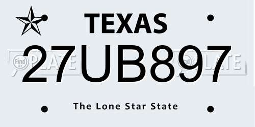 27UB897 Texas License Plate