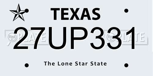 27UP331 Texas License Plate