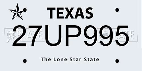 27UP995 Texas License Plate