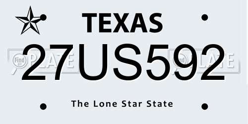 27US592 Texas License Plate