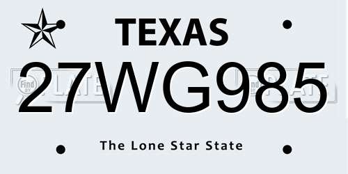 27WG985 Texas License Plate