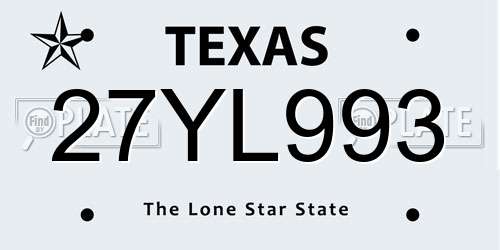 27YL993 Texas License Plate