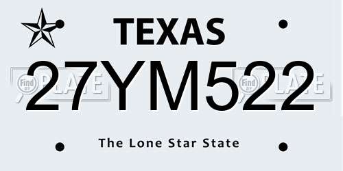 27YM522 Texas License Plate