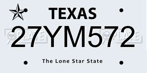 27YM572 Texas License Plate