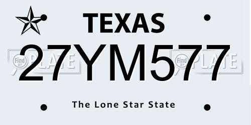 27YM577 Texas License Plate
