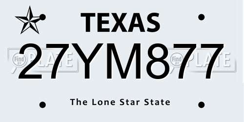 27YM877 Texas License Plate