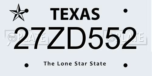 27ZD552 Texas License Plate
