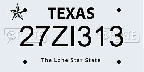 27ZI313 Texas License Plate