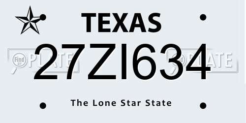 27ZI634 Texas License Plate