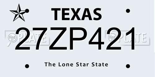 27ZP421 Texas License Plate