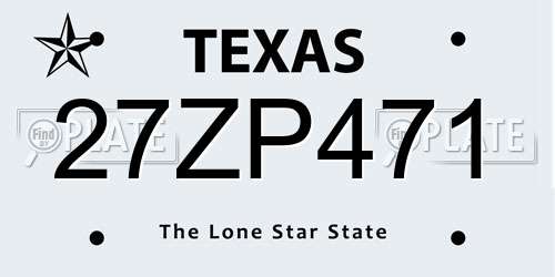 27ZP471 Texas License Plate