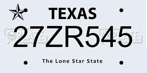 27ZR545 Texas License Plate