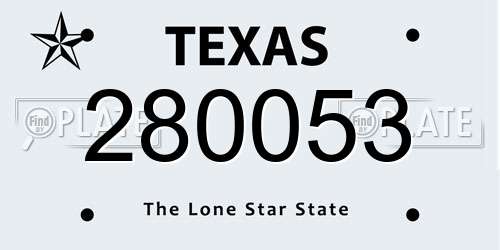 280053 Texas License Plate