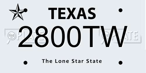 2800TW Texas License Plate
