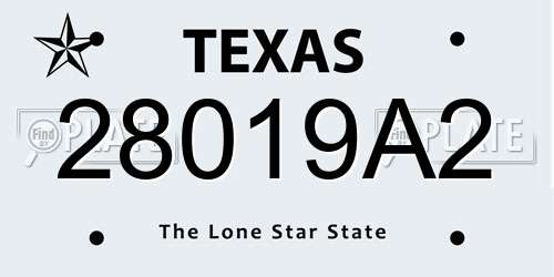 28019A2 Texas License Plate